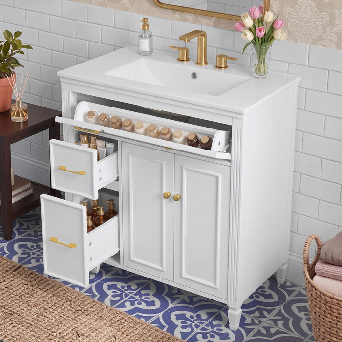 Freestanding Bathroom Vanity With Sink, Soft Close Door, Tip Out Drawer Noble House