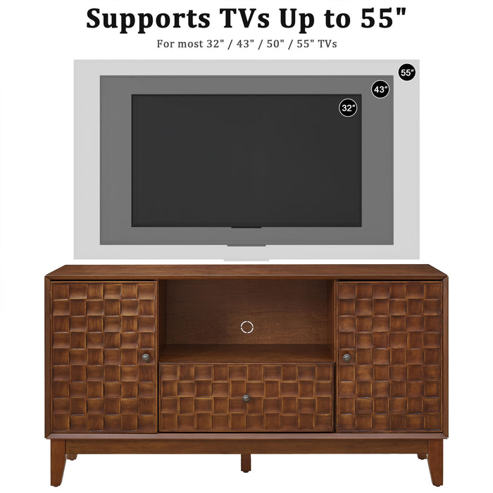 TV Stand With 3D Wood Texture - Brown Home Essentials