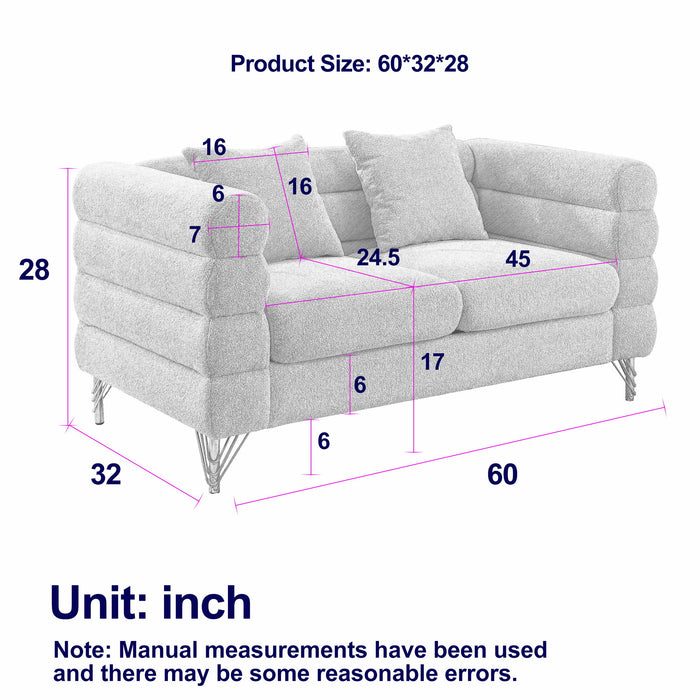 Oversized 2 Seater Sectional Sofa With Deep Seating And 2 Pillows Home Essentials