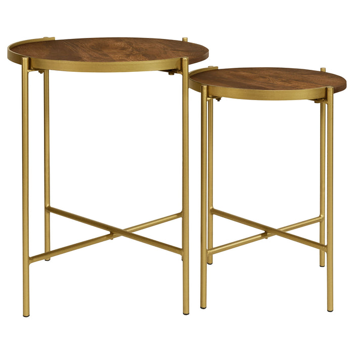 Genevieve - 2 Piece Round Nesting Table - Gold Furniture Max