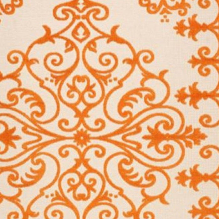 10' X 13' Non Skid Indoor / Outdoor Area Rug - Orange Damask