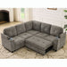 5 Seat Reversible L - Shaped Sleeper Sofa, Pull Out Convertible Sectional Couch With Storage, USB C - Charger, Cup Holders Modular Sofa Bed - Gray Home Essentials