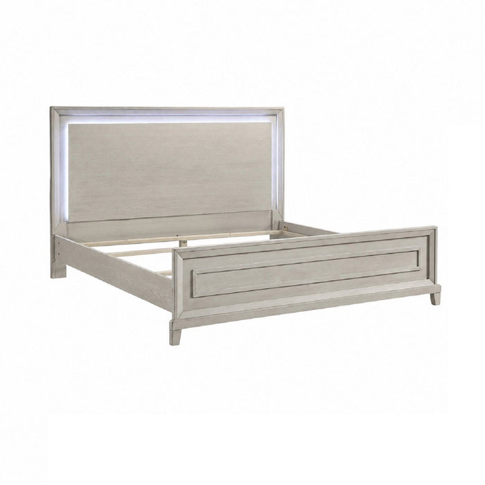 Elegant Style Bed With LED Lights On Headboard Home Essentials