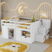 Low Loft Bed Frame With Built In Stairs, Storage Drawer, Shelf And 7 Color LED Light Home Essentials