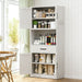 Kitchen Pantry Cabinet With Adjustable Shelves, Drawers, Hooks And Large Countertop - White Home Essentials