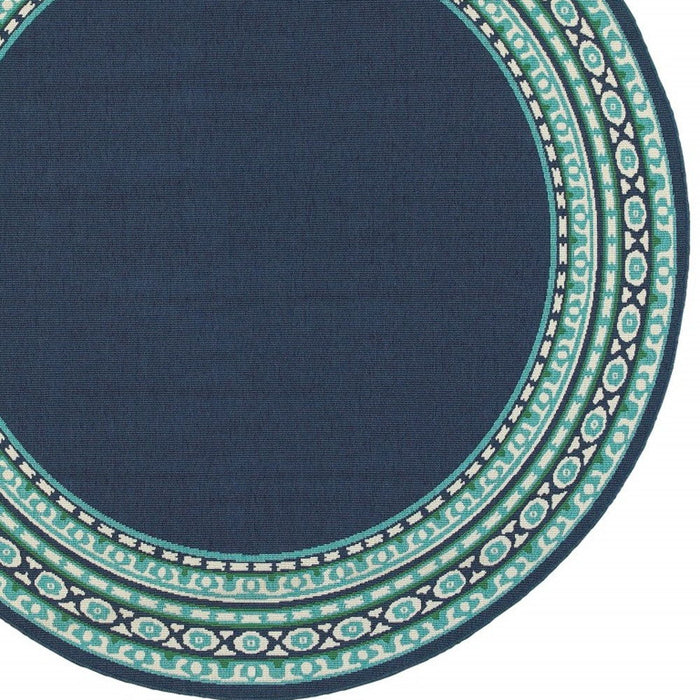 8' X 8' Round Outdoor / Indoor Area Rug - Blue / Green