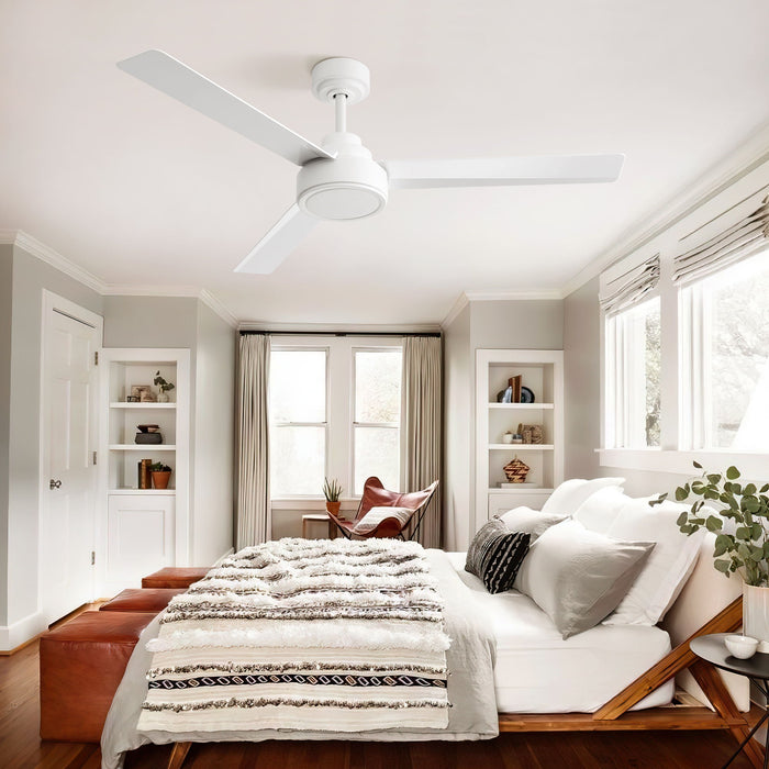 52" Ceiling Fan With Remote Control, 3 Blades, DC Motor, 6 Speed Reversible For Living Room - White Daily Nest