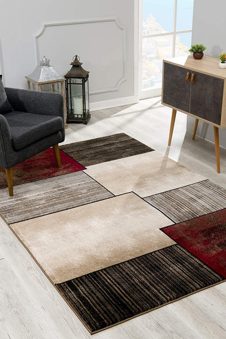 13' Runner Abstract Power Loom Runner Rug - Brown
