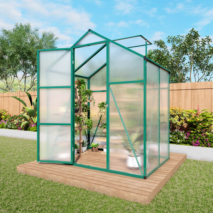 Polycarbonate Walk-In Greenhouse, Raised Base For Outdoor In All Season