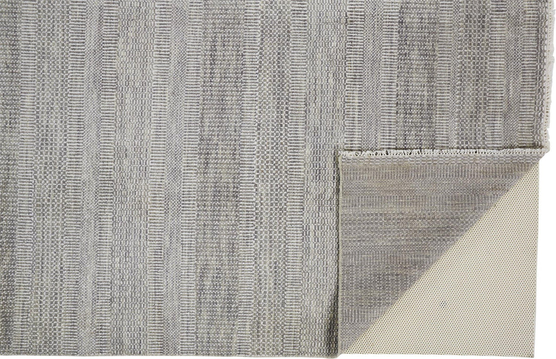 7.8' x 9.8' Wool Striped Hand Knotted Area Rug - Silver