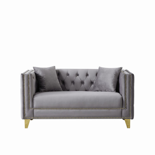 2 Seater Deep Seat Sofa With Button Nailhead, Square Arm Home Essentials