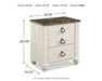 Willowton - Two Drawer Night Stand - Brown / Beige / White Signature Design by Ashley®