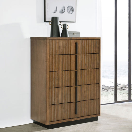 Moraga - 5 Drawer Chest Of Drawers - Ash Brown Furniture Max