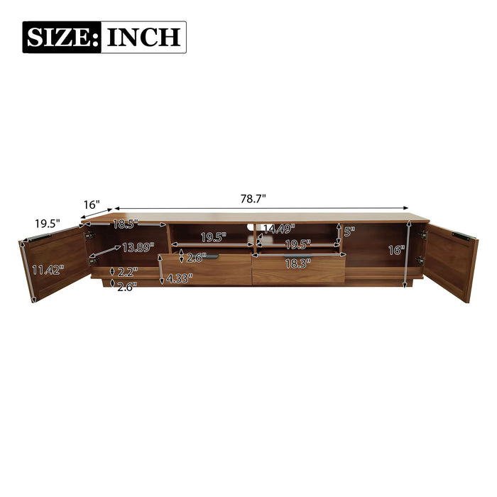 TV Stand With 2 Drawers And Open Shelving - Walnut Hearth and Haven