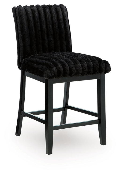 Mervannie - Upholstered Barstool (Set of 2) - Black Signature Design by Ashley®