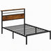 Platform Bed Frame With Charging Station & Headboard Shelves Home Essentials