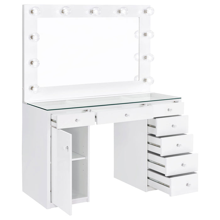 Fern - 7 Drawer Vanity Set With Mirror And Globe Lights Furniture Max