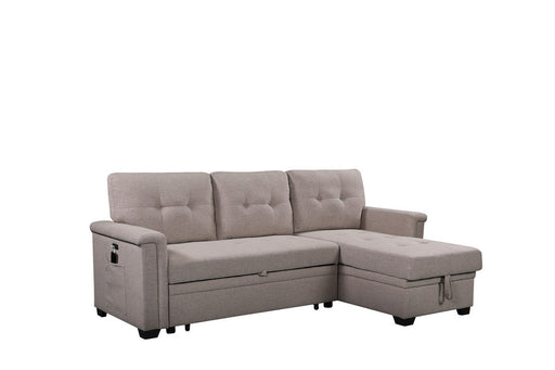 Nathan - Reversible Sleeper Sectional Sofa With Storage Chaise, USB Charging Ports And Pocket Lilola Home