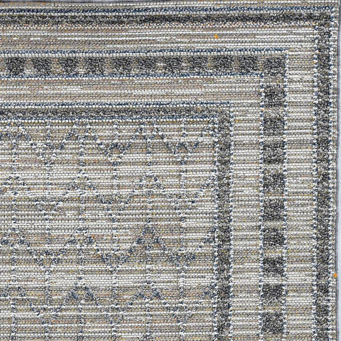 5' X 8' Machine Woven UV Treated Bordered Indoor / Outdoor Area Rug - Gray