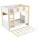 Bunk Bed With House Shaped Guardrails, Storage Shelves, And Trundle Dreamland