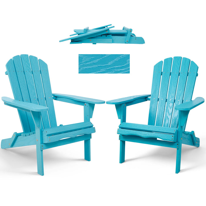 Lounge Patio Chair For Garden Outdoor Folding Embossed Adirondack - Turquoise Blue Home Essentials