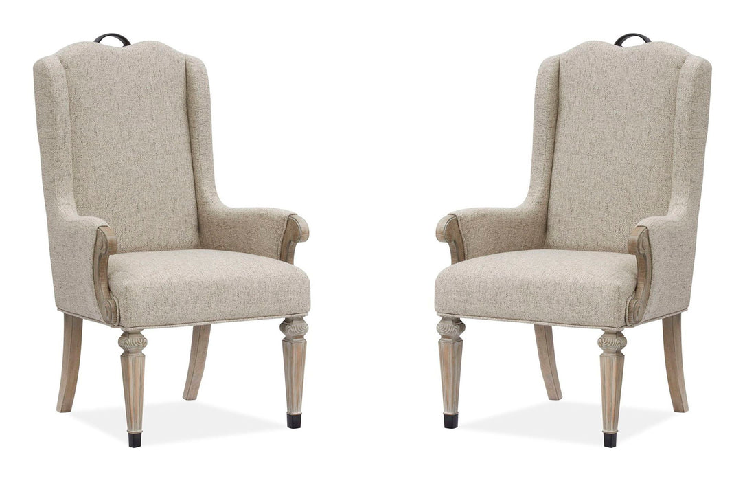 Marisol - Upholstered Host Arm Chair (Set of 2) - Fawn Magnussen Furniture