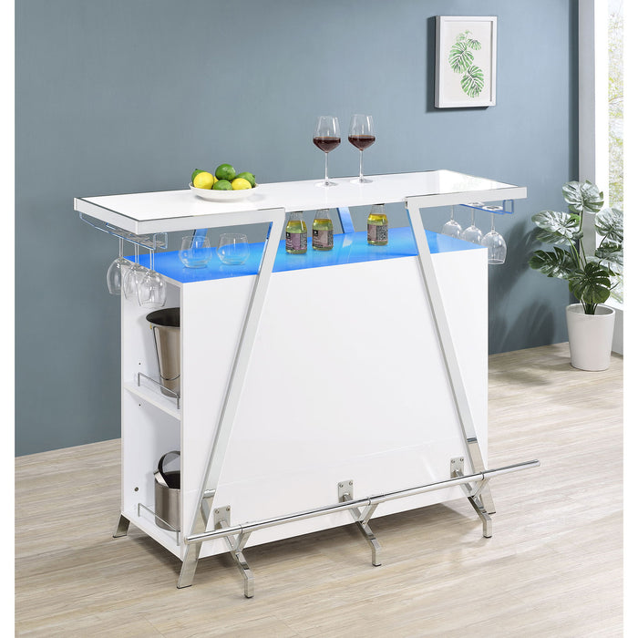 Katia - Wine Cabinet With LED Home Bar, 12 Bottle Storage - Gloss White Furniture Max