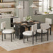 Dining Table Set With 6 Upholstered Chairs, Rectangular Table With Cutout Legs Hearth and Haven