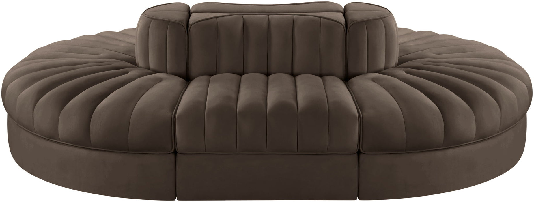 Rummi - Oval Velvet Performance Fabric Upholstered 6 Piece Modular Sectional Meridian Furniture