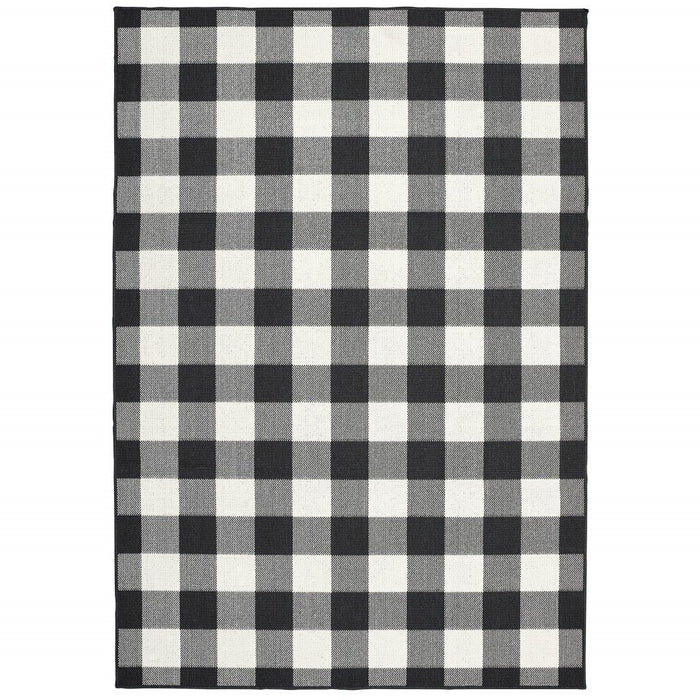 Indoor / Outdoor Area Rug - Black / Ivory