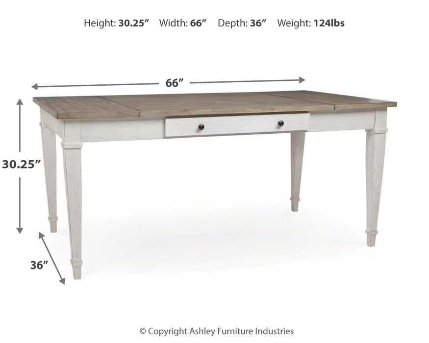 Skempton - RECT DRM Table w/Storage - White Signature Design by Ashley®