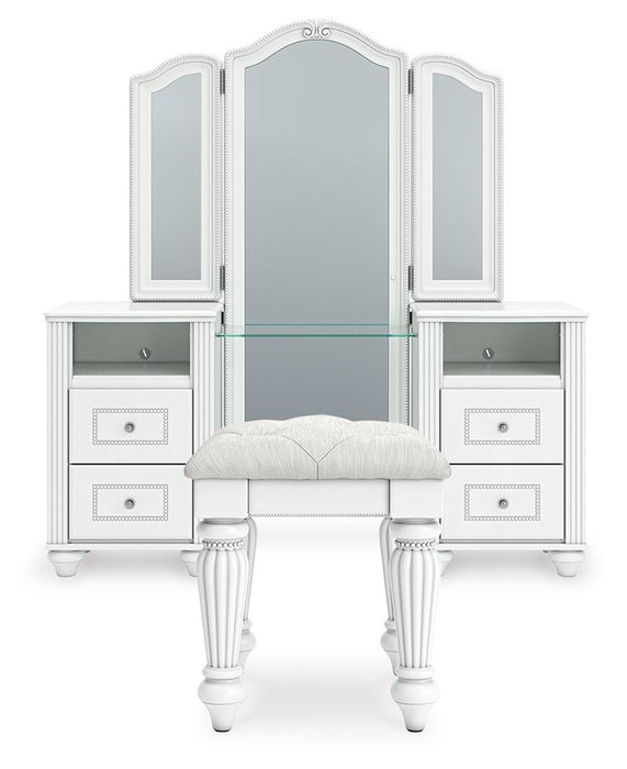 Kozlani - 3 Pc. - Vanity, Mirror And Stool - White Signature Design by Ashley®