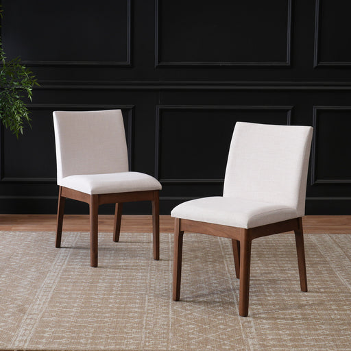 Dining Chairs With Upholstered Seat And Backrest (Set of 2) - Light Beige / Walnut Noble House