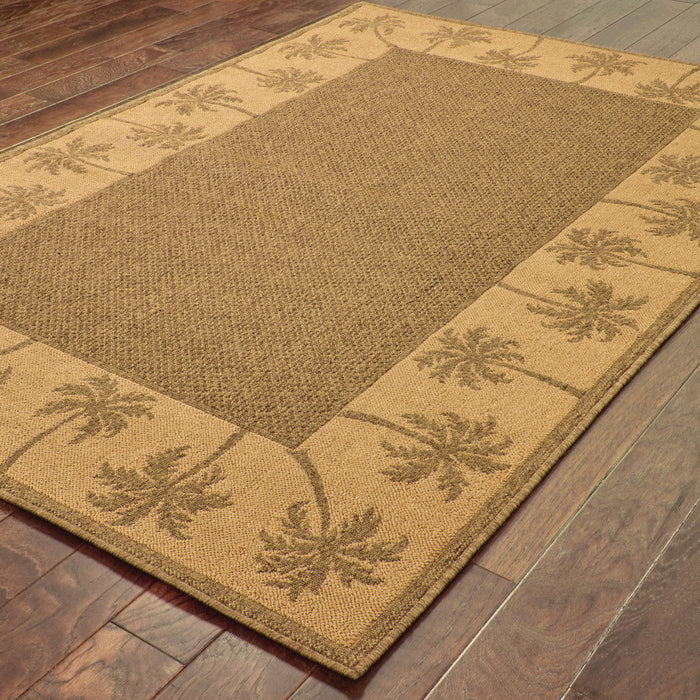 5' X 8' Stain Resistant Outdoor & Indoor Area Rug - Tan