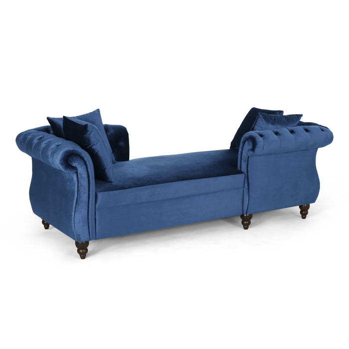 Chaise Lounge - Navy Blue - Velvet