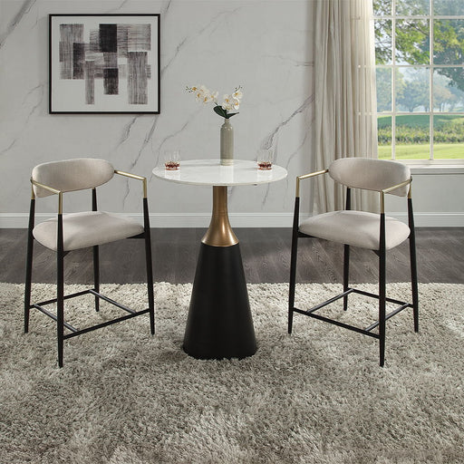Jaramillo - Counter Height Table - Natural Marble Top & Black ACME