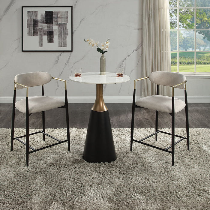 Jaramillo - Counter Height Table - Natural Marble Top & Black ACME