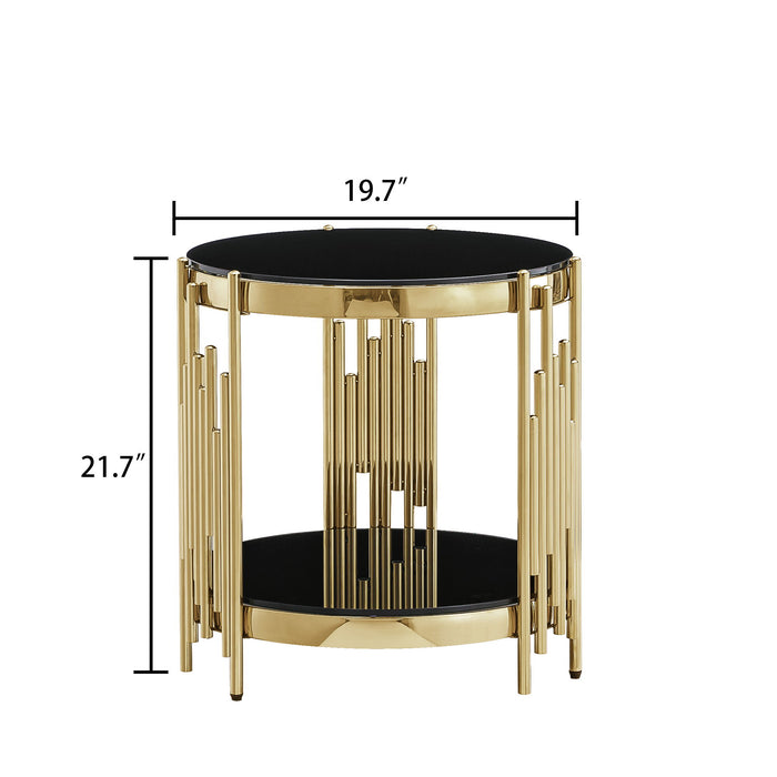 Round Double Tier Table With Flute Shaped Tube Legs Home Essentials