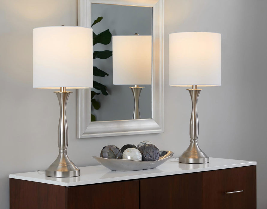 Sawyer - Contemporary Table Lamp (Set of 2) Built In USB Port - Nickel / White Lumi Source