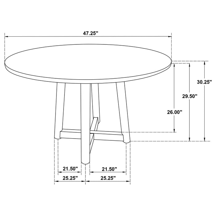 Guinea - 5 Piece Dining Set With Round Table And Upholstered Chairs - Walnut Furniture Max