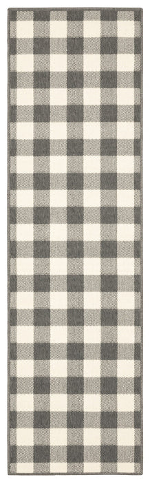 2' X 8' Indoor / Outdoor Area Rug - Gray / Ivory