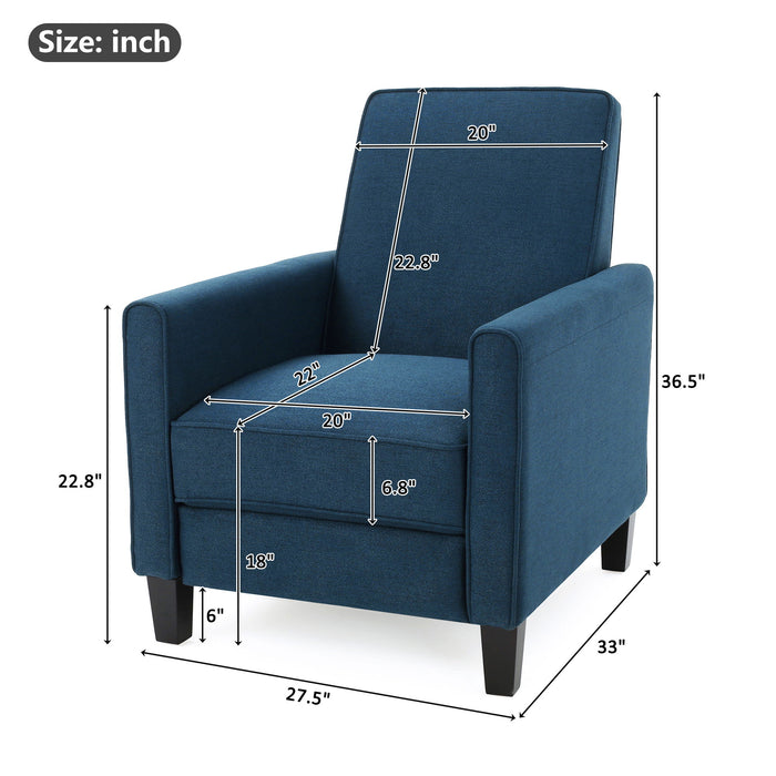 Upholstered Push Back Recliner Chair For Living Room Noble House