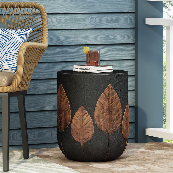 Outdoor Lightweight Concrete Side Table - Copper Noble House