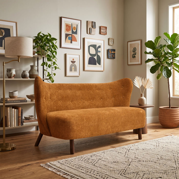 Nordic Chair Laid Back Loveseats With Curved Backres, No Armrests Home Essentials