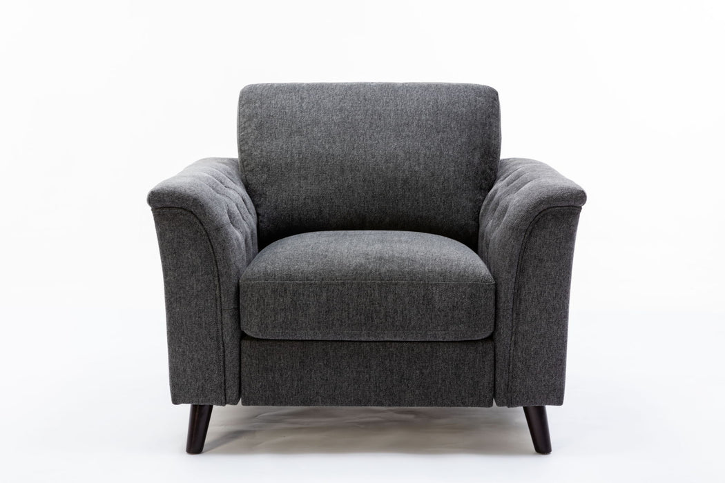 Stanton - Linen Chair With Tufted Arms - Dark Gray