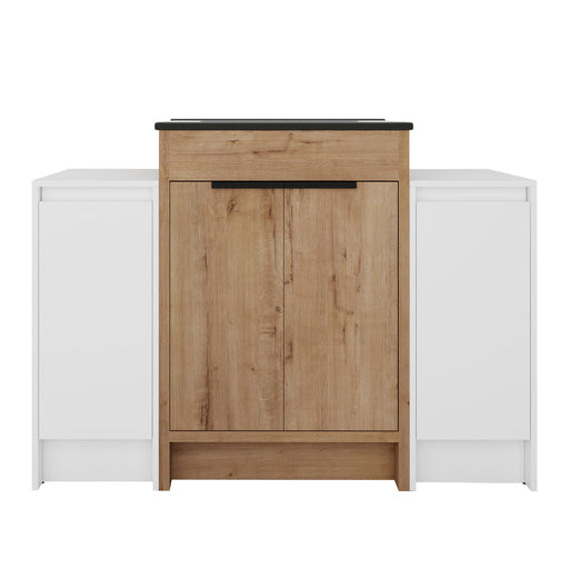 48" Freestanding Bathroom Vanity With Sink And 2 Storage Cabinets, Soft Closing Door - Glossy White / Imitative Oak Home Essentials