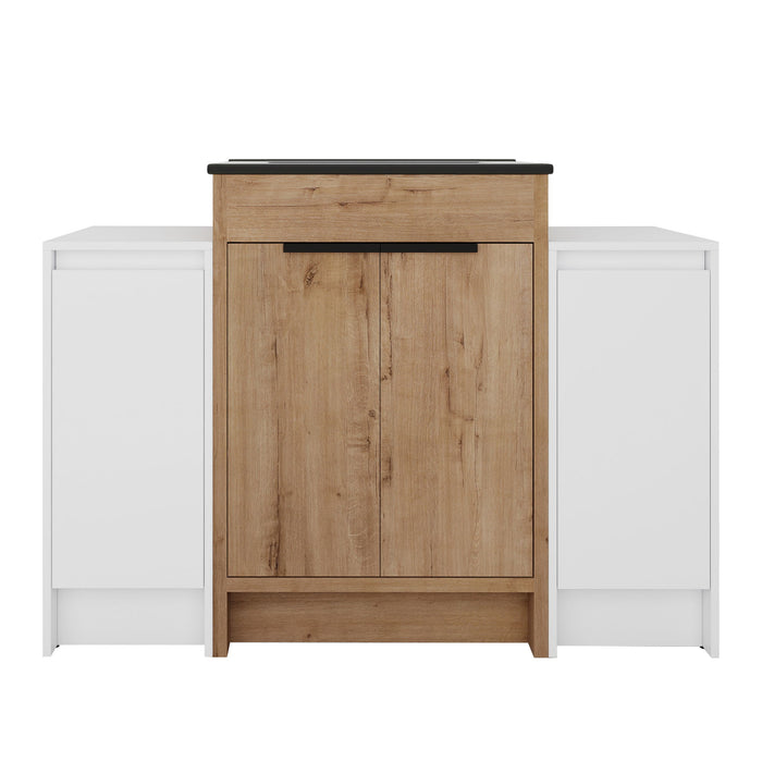 48" Freestanding Bathroom Vanity With Sink And 2 Storage Cabinets, Soft Closing Door - Glossy White / Imitative Oak Home Essentials