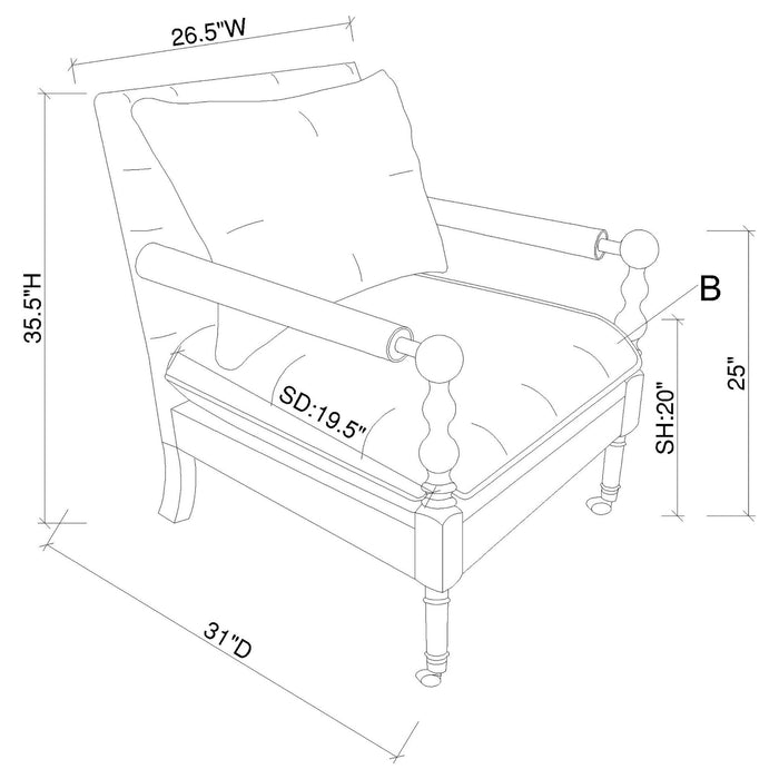 Accent Chair With Turned Legs - Beige Furniture Max