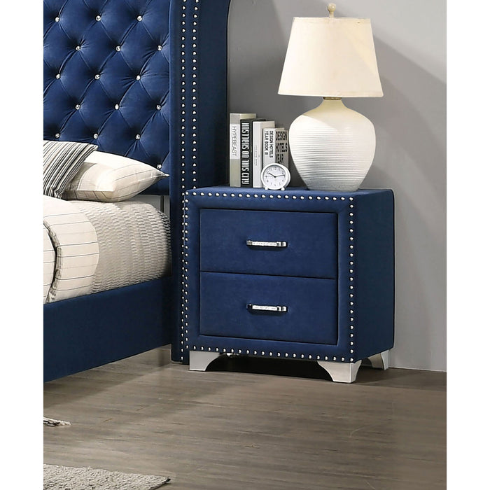 Upholstered 2 Drawer Nightstand With Accents Furniture Max