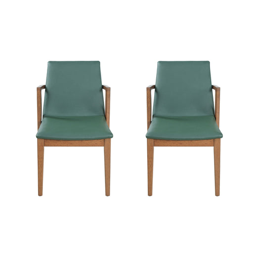 Dining Chairs (Set of 2) - Green / Walnut Noble House